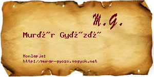 Murár Győző névjegykártya